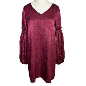 Everly Maroon Shift Mini Dress with bell sleeves
